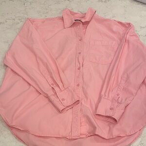 Etienne JCrew oversized button up pink shirt